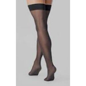 A New Day - Women's Sheer Sparkle Back Seam Thigh Highs - Black - S/M